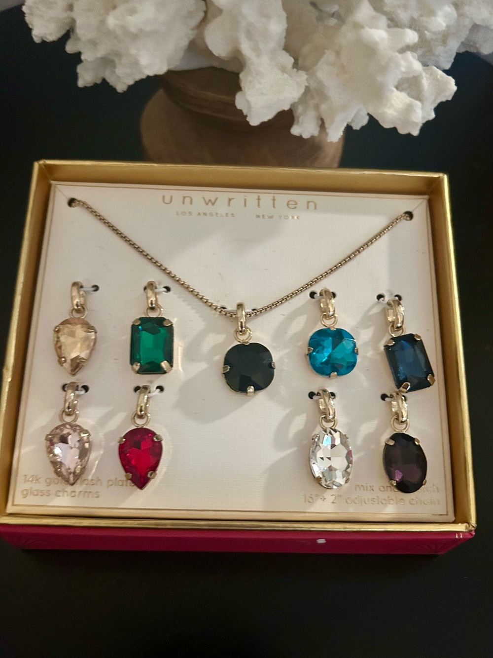 Unwritten 14k Gold flash plated necklace with interchangeable glass charms